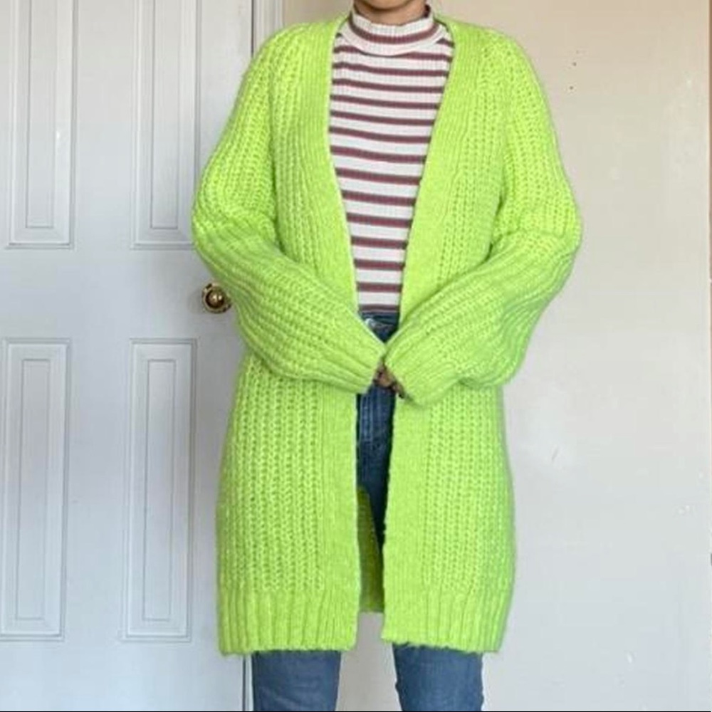 Zara neon green cardigan